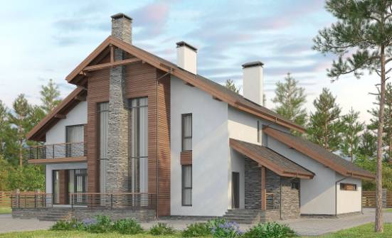 270-003-Л Проект двухэтажного дома с мансардой и гаражом, огромный домик из твинблока Омск | Проекты домов от House Expert