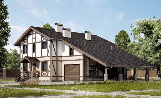 250-002-П Проект двухэтажного дома мансардой, гараж, красивый дом из кирпича Омск | Проекты домов от House Expert
