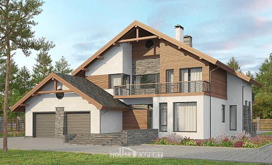 270-003-Л Проект двухэтажного дома с мансардой и гаражом, огромный домик из твинблока Омск | Проекты домов от House Expert
