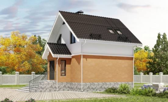 100-005-Л Проект трехэтажного дома с мансардным этажом, небольшой коттедж из блока Омск | Проекты домов от House Expert