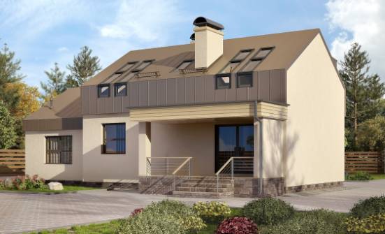 150-015-Л Проект двухэтажного дома мансардой, гараж, бюджетный домик из пеноблока Омск | Проекты домов от House Expert