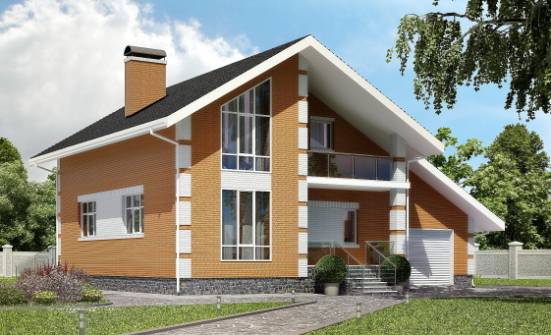 190-006-П Проект двухэтажного дома мансардой, гараж, современный дом из поризованных блоков Омск | Проекты домов от House Expert
