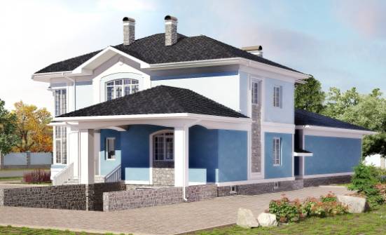 620-001-П Проект трехэтажного дома и гаражом, огромный коттедж из теплоблока Омск | Проекты домов от House Expert