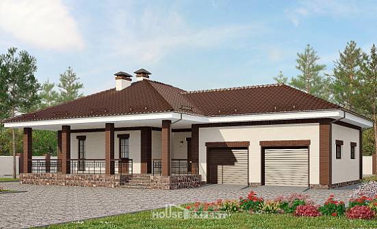 160-015-П Проект одноэтажного дома, гараж, современный дом из газосиликатных блоков Омск | Проекты домов от House Expert
