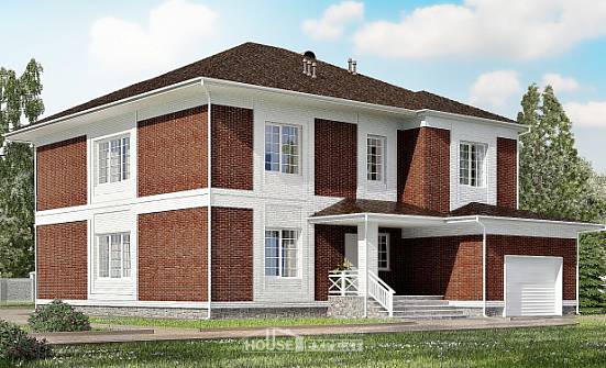 315-001-П Проект двухэтажного дома и гаражом, красивый коттедж из кирпича Омск | Проекты домов от House Expert