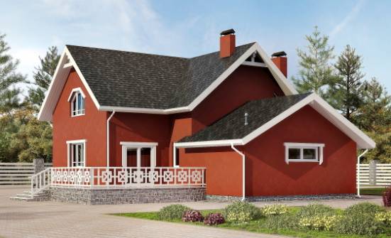 180-013-Л Проект двухэтажного дома с мансардой, гараж, классический коттедж из твинблока Омск | Проекты домов от House Expert