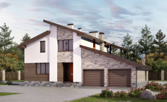 240-004-П Проект двухэтажного дома с мансардой и гаражом, классический загородный дом из бризолита Омск | Проекты домов от House Expert