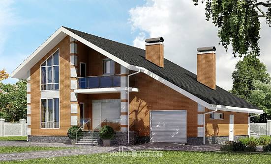 190-006-П Проект двухэтажного дома мансардой, гараж, современный дом из поризованных блоков Омск | Проекты домов от House Expert