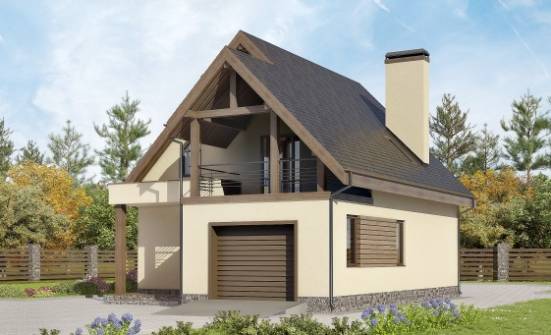 120-005-Л Проект двухэтажного дома мансардный этаж и гаражом, бюджетный домик из бризолита Омск | Проекты домов от House Expert