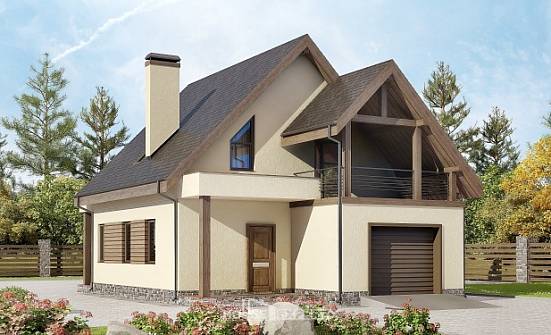 120-005-Л Проект двухэтажного дома мансардный этаж и гаражом, бюджетный домик из бризолита Омск | Проекты домов от House Expert