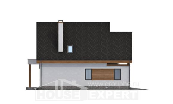 120-005-П Проект двухэтажного дома мансардный этаж, гараж, бюджетный коттедж из бризолита, Омск