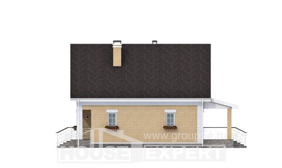 130-004-П Проект двухэтажного дома с мансардой, современный загородный дом из поризованных блоков, Омск