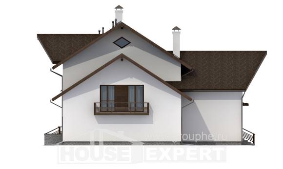 300-002-П Проект двухэтажного дома с мансардным этажом и гаражом, огромный загородный дом из блока, Омск