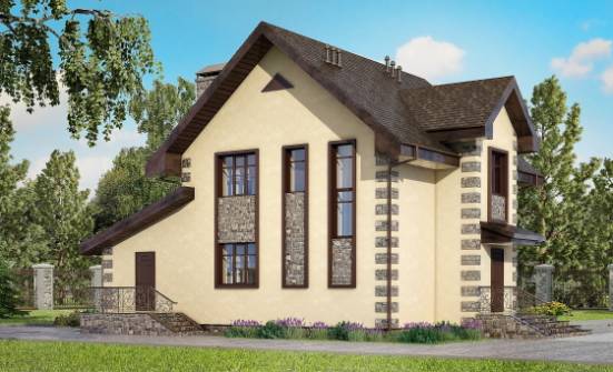 160-004-П Проект двухэтажного дома мансардой и гаражом, доступный дом из арболита, Омск