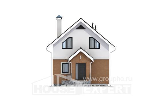 070-001-Л Проект двухэтажного дома мансардой, махонький загородный дом из блока, Омск