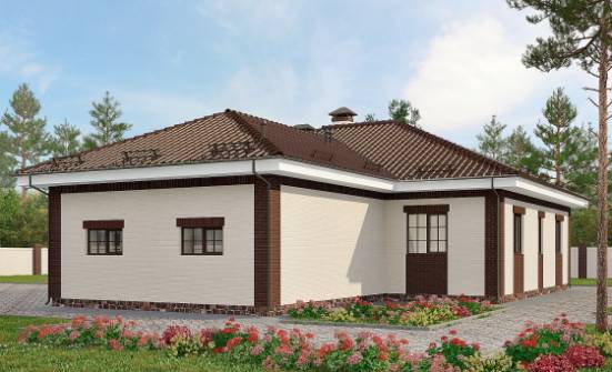 160-015-П Проект одноэтажного дома и гаражом, уютный коттедж из пеноблока, Омск