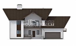 300-002-П Проект двухэтажного дома с мансардным этажом, гараж, классический загородный дом из газобетона, Омск