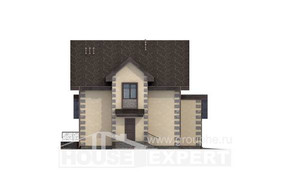 160-004-П Проект двухэтажного дома мансардой, гараж, простой коттедж из пеноблока, Омск