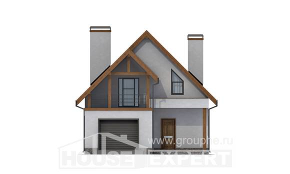 120-005-П Проект двухэтажного дома мансардный этаж и гаражом, уютный загородный дом из твинблока, Омск
