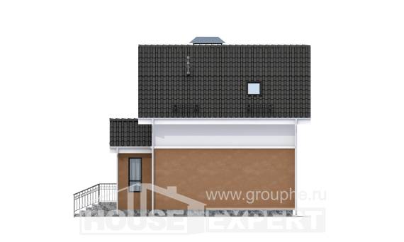 070-001-Л Проект двухэтажного дома мансардой, скромный домик из арболита, Омск