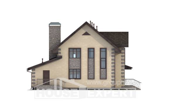 160-004-П Проект двухэтажного дома с мансардным этажом, гараж, доступный домик из газобетона, Омск