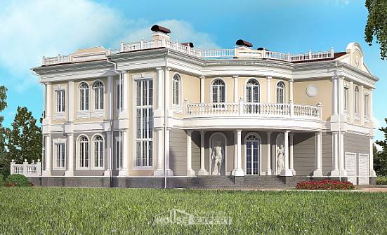 505-001-П Проект двухэтажного дома и гаражом, большой коттедж из блока, Омск