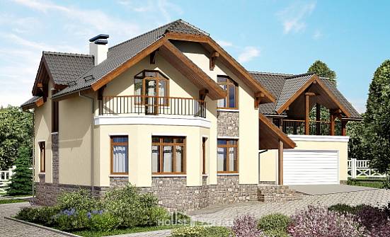 255-003-П Проект двухэтажного дома с мансардой, гараж, уютный домик из керамзитобетонных блоков, Омск