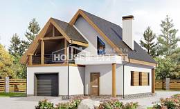 120-005-П Проект двухэтажного дома мансардный этаж, гараж, бюджетный домик из твинблока, Омск