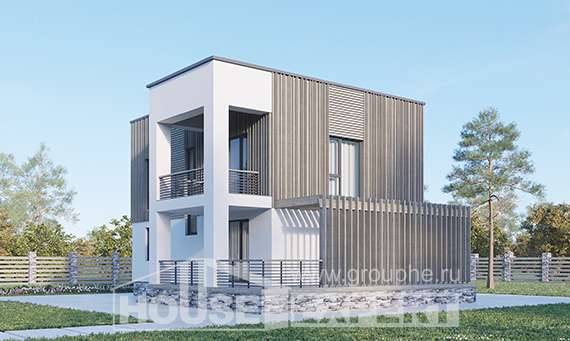 150-017-П Проект двухэтажного дома, небольшой домик из теплоблока, Омск