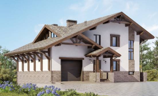 305-002-П Проект трехэтажного дома мансардный этаж и гаражом, красивый домик из кирпича, Омск