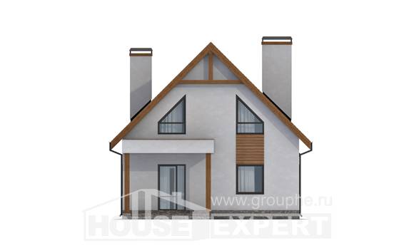 120-005-П Проект двухэтажного дома с мансардным этажом, гараж, доступный домик из теплоблока, Омск