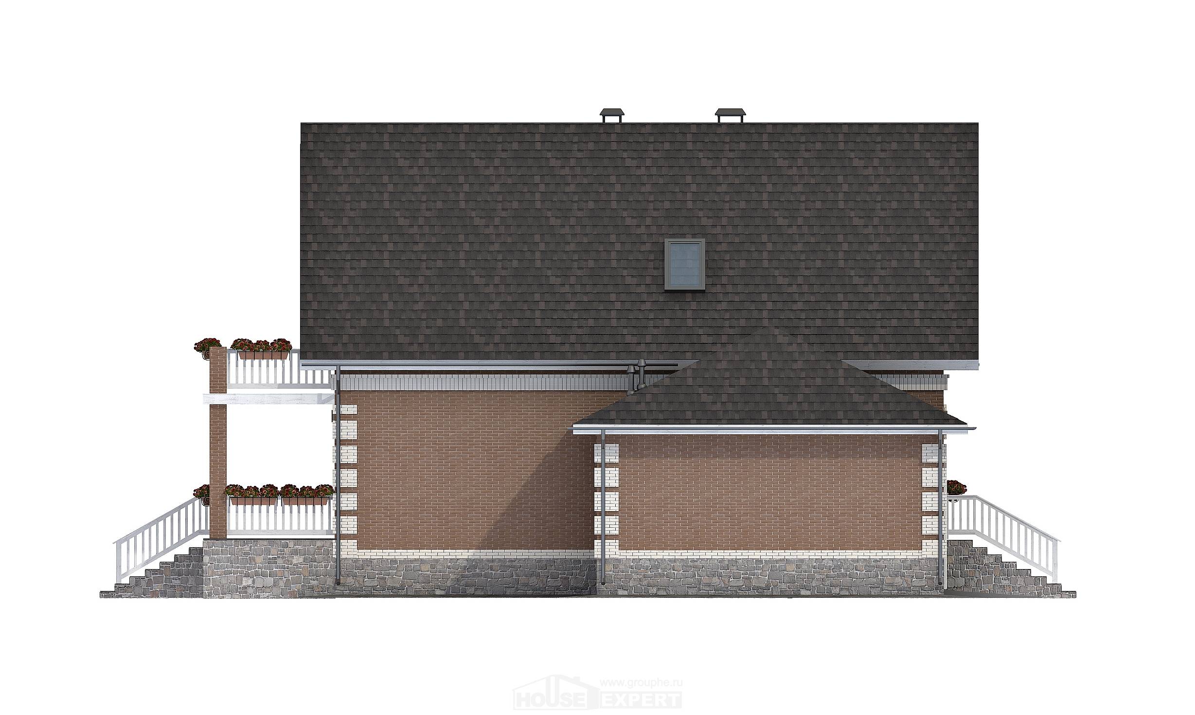 200-009-Л Проект трехэтажного дома с мансардой, гараж, красивый загородный дом из блока, Омск