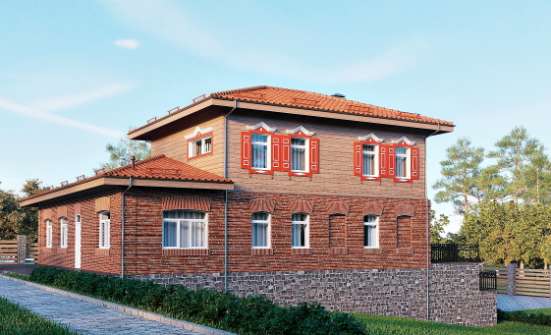 380-002-Л Проект трехэтажного дома и гаражом, современный коттедж из кирпича, Омск