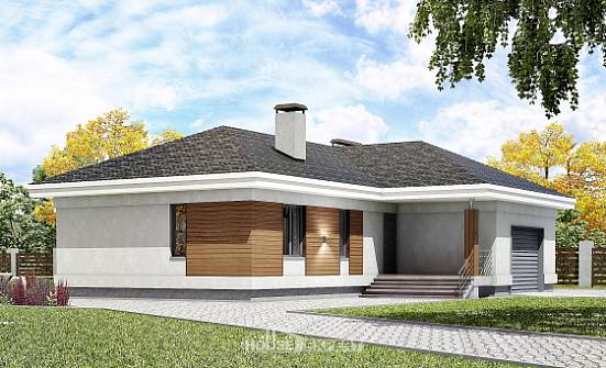165-001-П Проект одноэтажного дома и гаражом, доступный домик из теплоблока, Омск