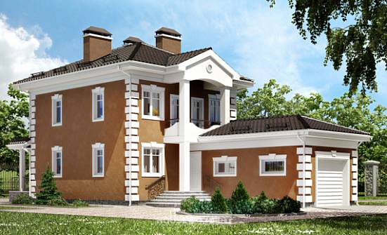 150-006-П Проект двухэтажного дома, гараж, скромный домик из твинблока, Омск