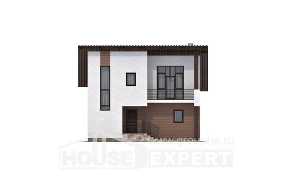 140-005-П Проект двухэтажного дома мансардный этаж, бюджетный домик из твинблока, Омск