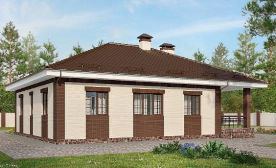 160-015-П Проект одноэтажного дома и гаражом, уютный коттедж из пеноблока, Омск
