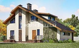 180-008-Л Проект двухэтажного дома с мансардой и гаражом, простой дом из бризолита, Омск