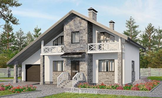 180-017-Л Проект двухэтажного дома с мансардным этажом, гараж, уютный загородный дом из керамзитобетонных блоков, Омск