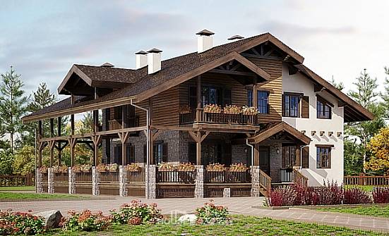 400-004-П Проект трехэтажного дома с мансардой и гаражом, просторный домик из кирпича, Омск