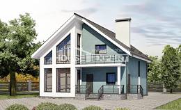 170-006-П Проект двухэтажного дома мансардой, современный домик из газосиликатных блоков, Омск