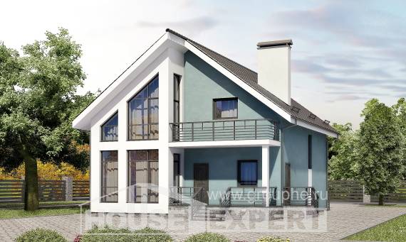 170-006-П Проект двухэтажного дома мансардой, современный домик из газосиликатных блоков, Омск