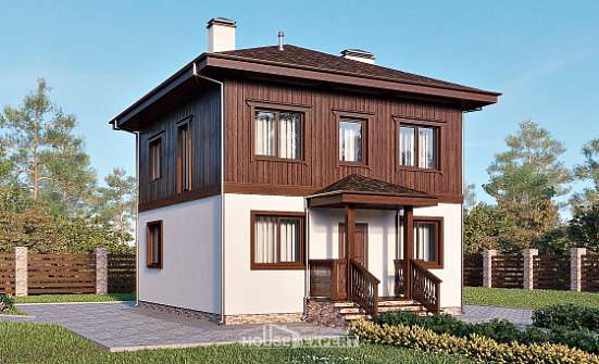 100-006-Л Проект двухэтажного дома, небольшой загородный дом из поризованных блоков, Омск