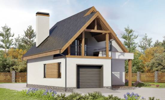120-005-П Проект двухэтажного дома с мансардой, гараж, компактный загородный дом из газосиликатных блоков, Омск