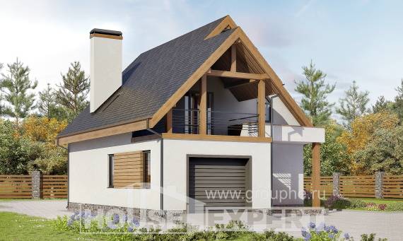 120-005-П Проект двухэтажного дома с мансардным этажом и гаражом, уютный дом из поризованных блоков, Омск