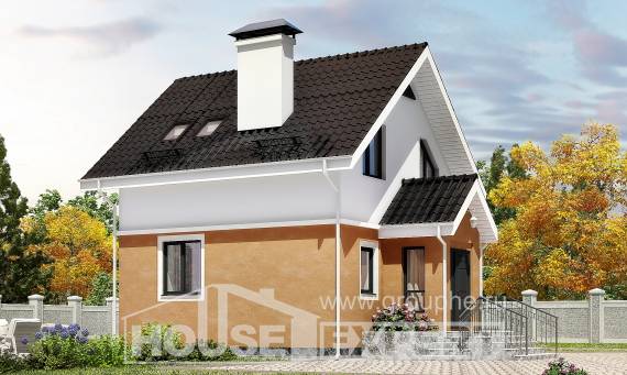 070-001-Л Проект двухэтажного дома мансардой, доступный коттедж из арболита, Омск