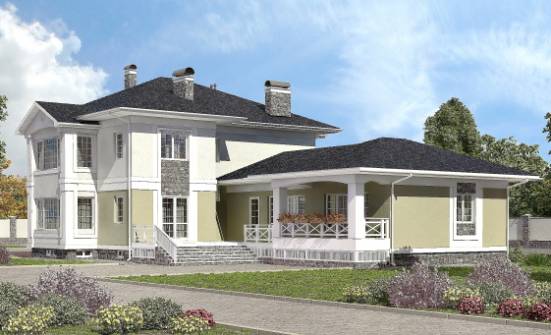 620-001-Л Проект трехэтажного дома и гаражом, огромный загородный дом из поризованных блоков, Омск