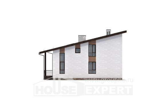 140-005-П Проект двухэтажного дома мансардой, простой домик из теплоблока, Омск