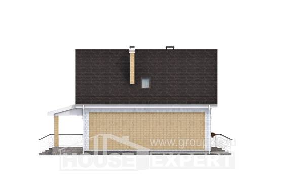 130-004-П Проект двухэтажного дома мансардой, недорогой домик из керамзитобетонных блоков, Омск